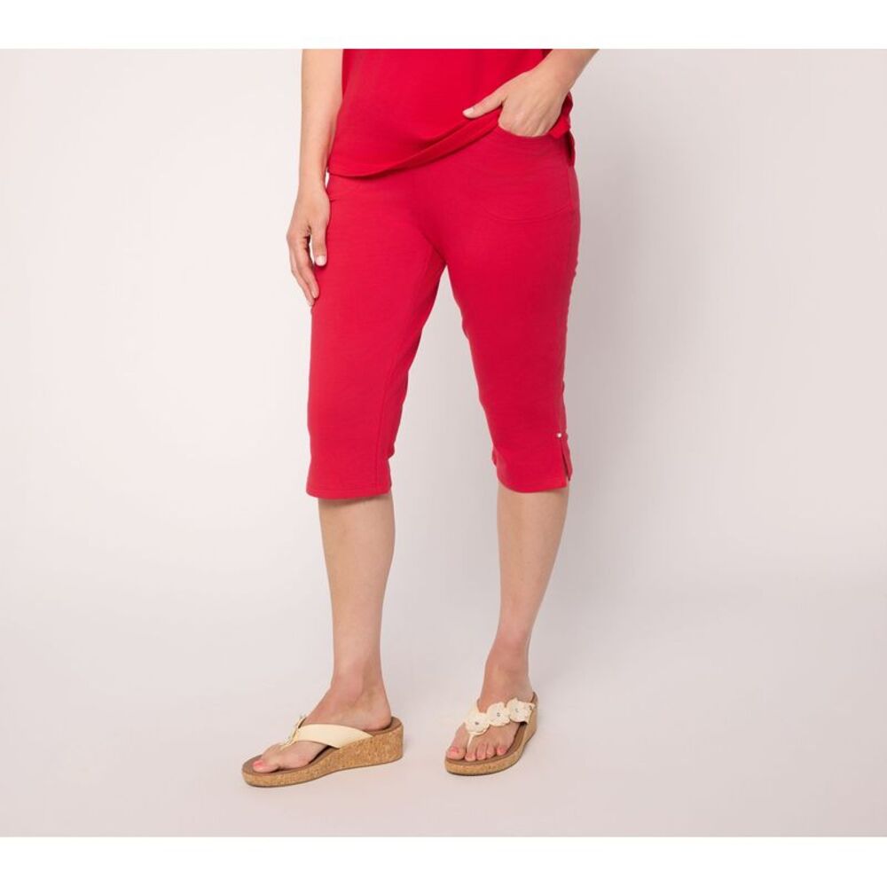 Quacker Factory Women's Pants Sz L Make Your Selection: French Terry Red